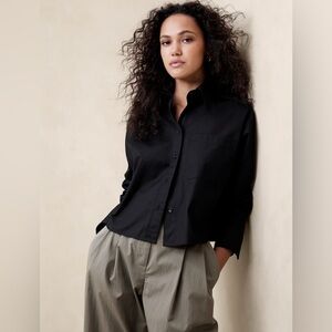NWT Banana Republic The Boxy Black Crop Size XS